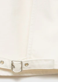 Denim crop top with buckle closure