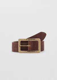 Textured square buckle belt