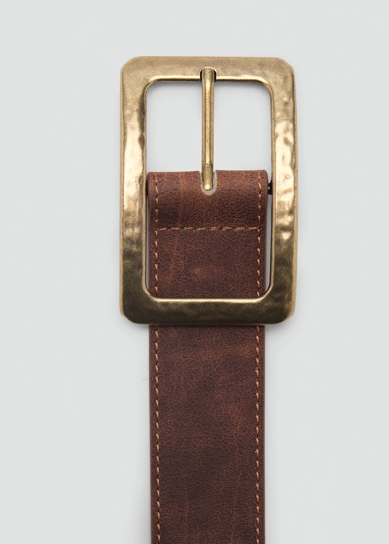 Textured square buckle belt
