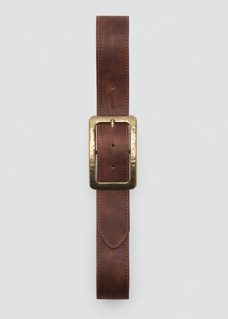 Textured square buckle belt