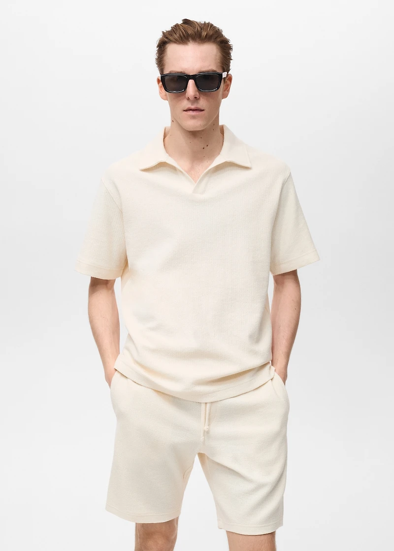 Regular-fit textured polo shirt