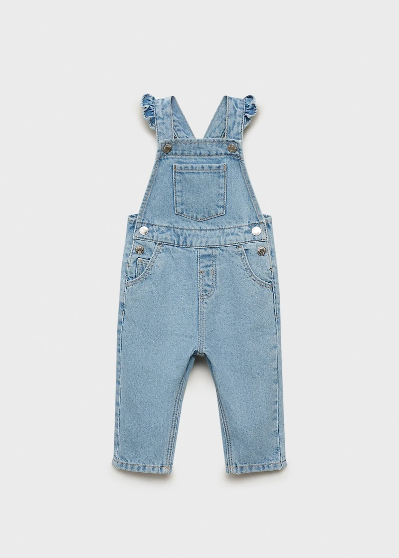 Frills denim dungarees