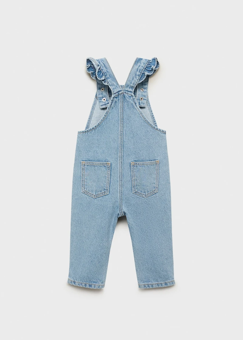 Frills denim dungarees