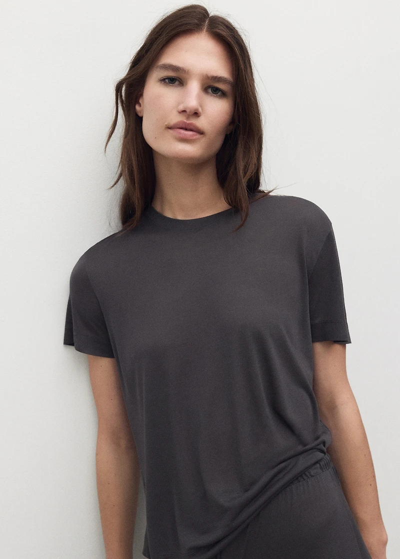 Short-sleeved micro-modal pajama top