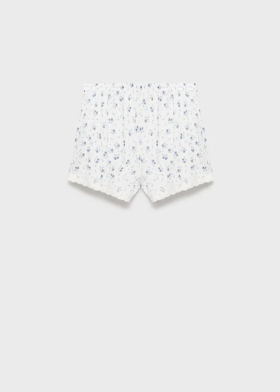 Floral-print pajama shorts with lace trim