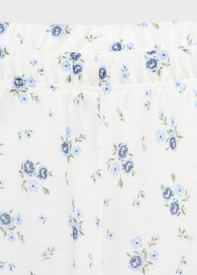 Floral-print pajama shorts with lace trim