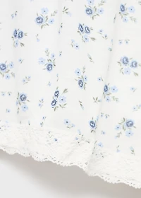 Floral-print pajama shorts with lace trim