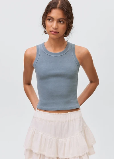 Ribbed cotton-blend top