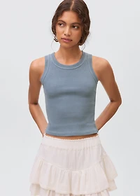 Ribbed cotton-blend top