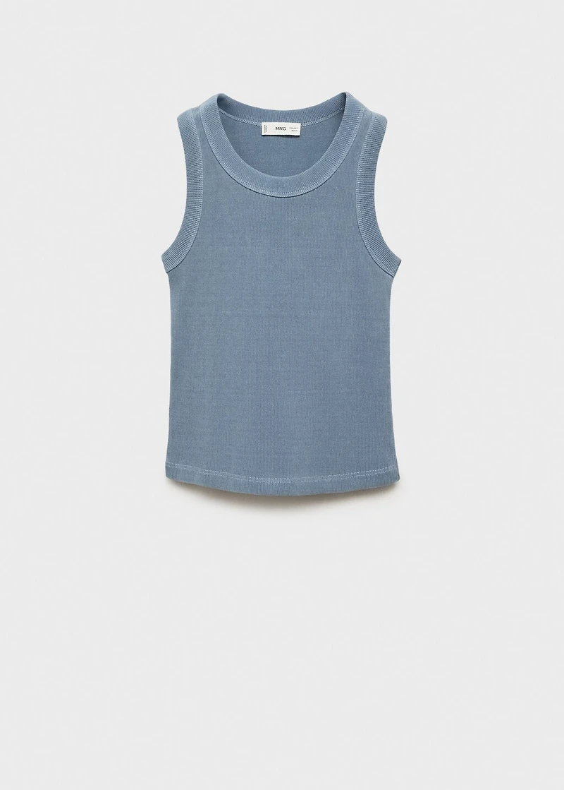 Ribbed cotton-blend top