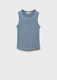 Ribbed cotton-blend top