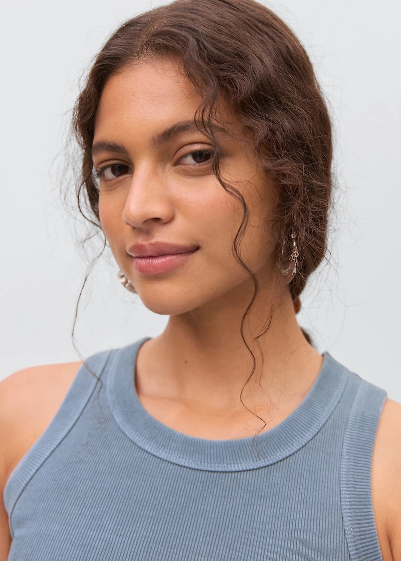 Ribbed cotton-blend top