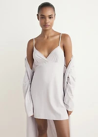 Fluid cotton nightdress with lace detailing