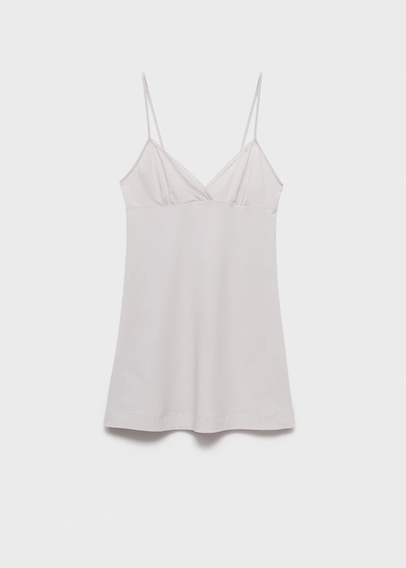 Fluid cotton nightdress with lace detailing