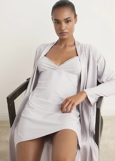 Fluid cotton nightdress with lace detailing