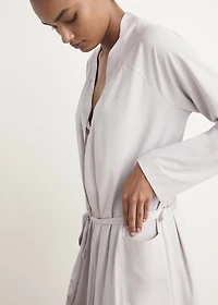 Cotton dressing gown with satin trim