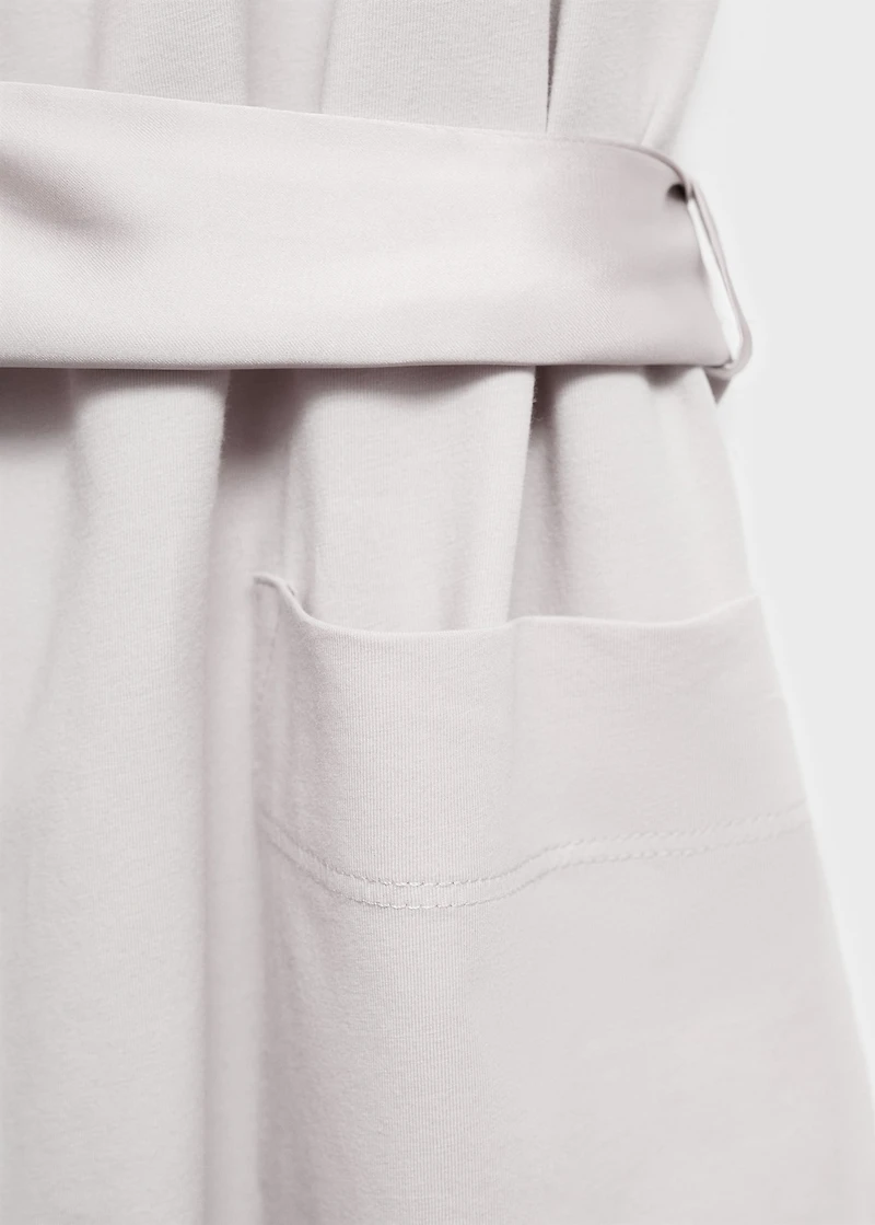 Cotton dressing gown with satin trim