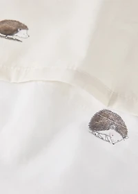 Percale cotton duvet cover with hedgehog print for crib