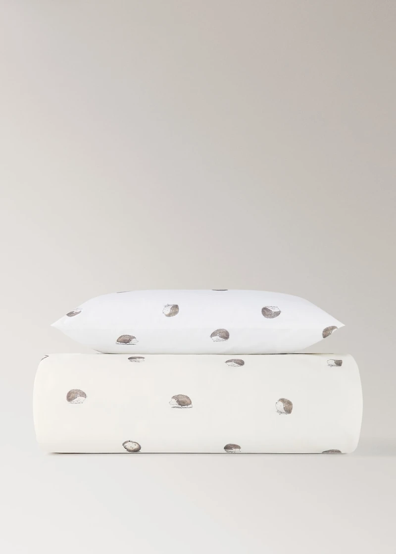 Percale cotton duvet cover with hedgehog print for crib