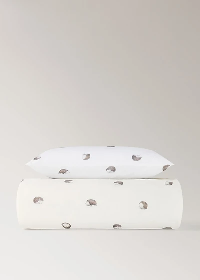 Percale cotton duvet cover with hedgehog print for crib