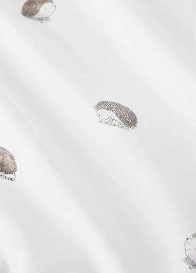 Cotton fitted sheet with hedgehog print for crib