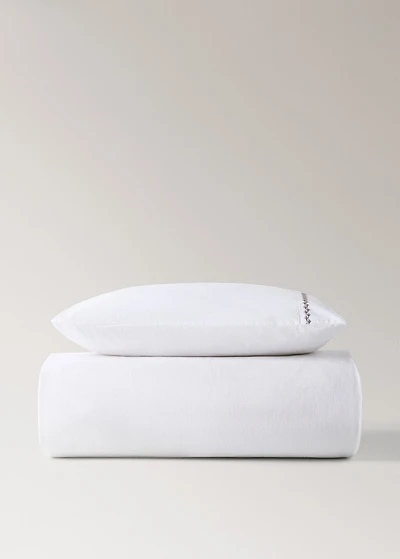 Cotton and linen duvet cover with embroidered hedgehogs for cot