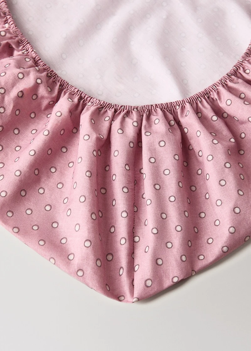 Cotton polka-dot fitted sheet for cot