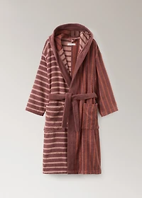 Two-tone striped cotton dressing gown