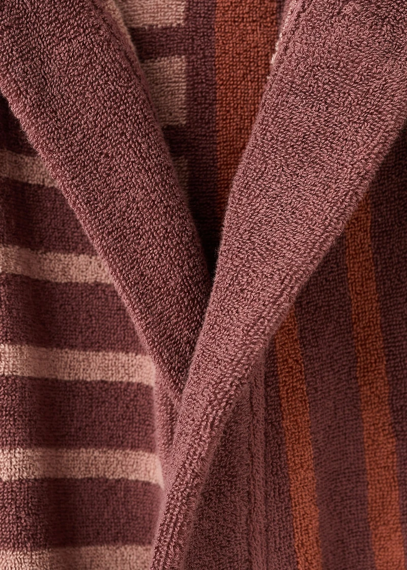 Two-tone striped cotton dressing gown