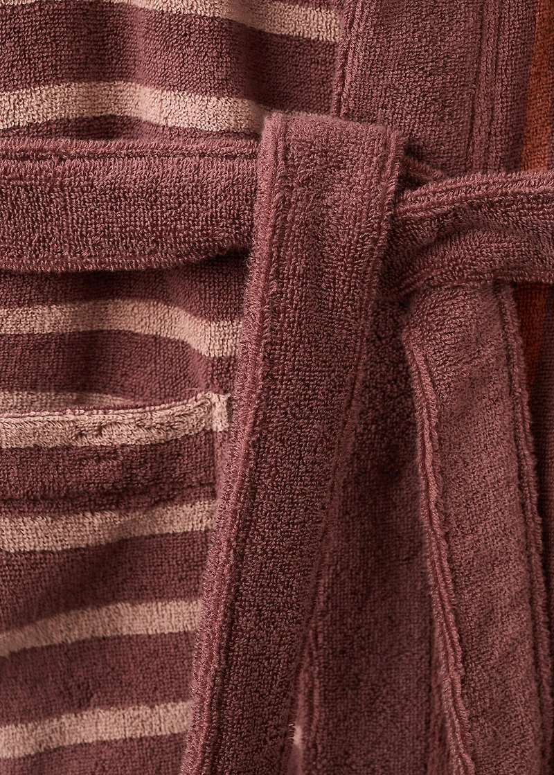 Two-tone striped cotton dressing gown