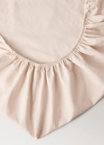 Washed cotton double-stitched fitted sheet for crib