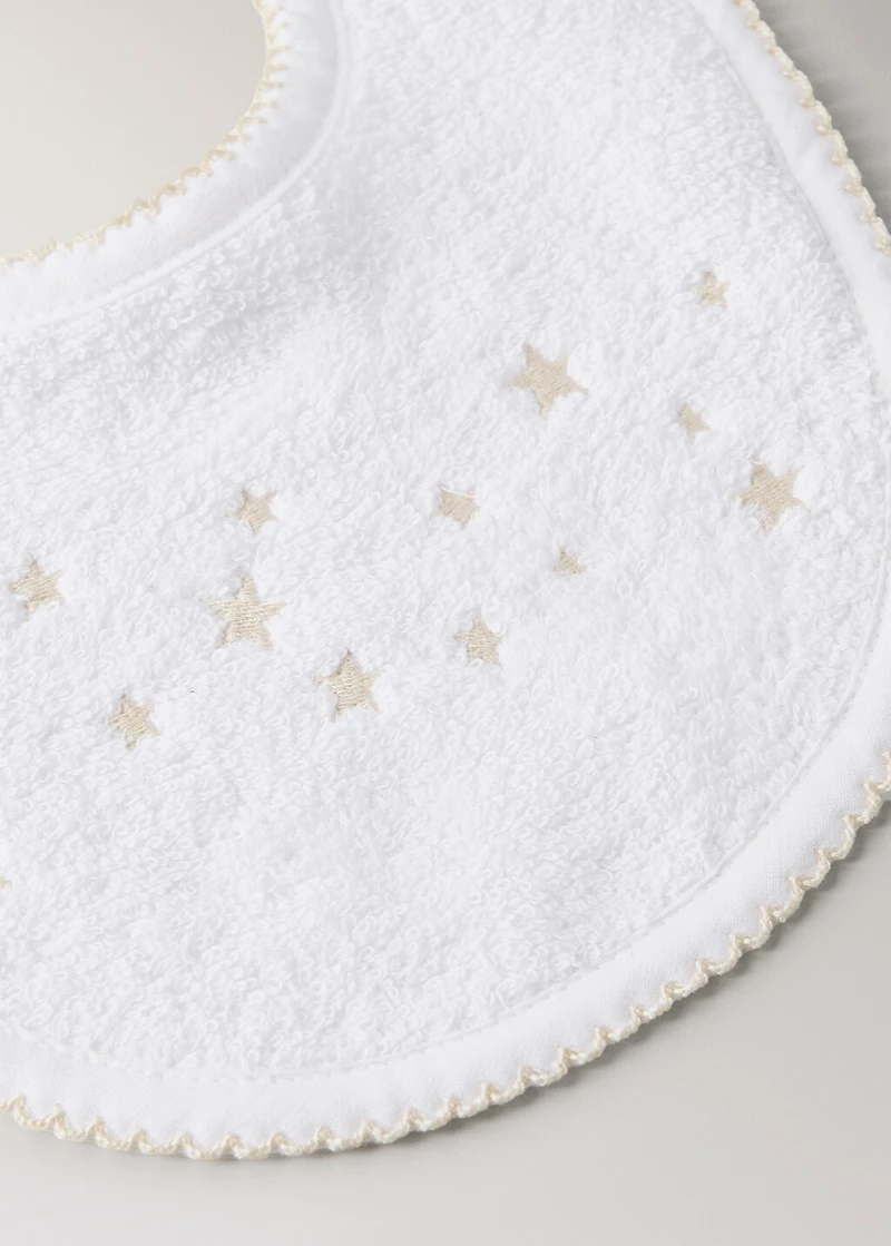 Embroidered cotton bib with stars