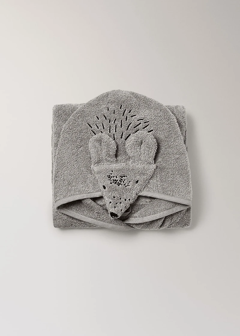 Children's bath poncho with decorative hood detail