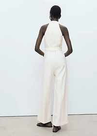 Halter-neck jumpsuit with belt
