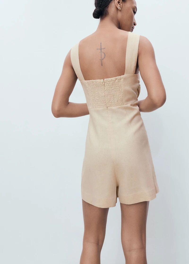 Linen jumpsuit with hoop detail