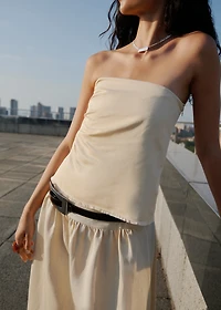 Strapless linen-blend top