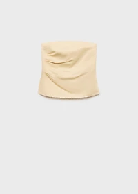 Strapless linen-blend top