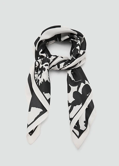 Floral-print satin scarf