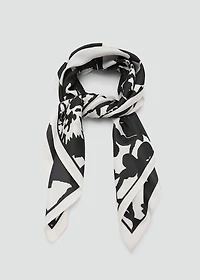 Floral-print satin scarf
