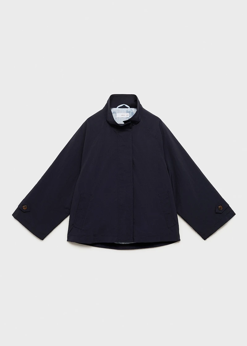 Trench coat with button detail