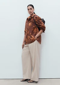 Palm print cotton shirt