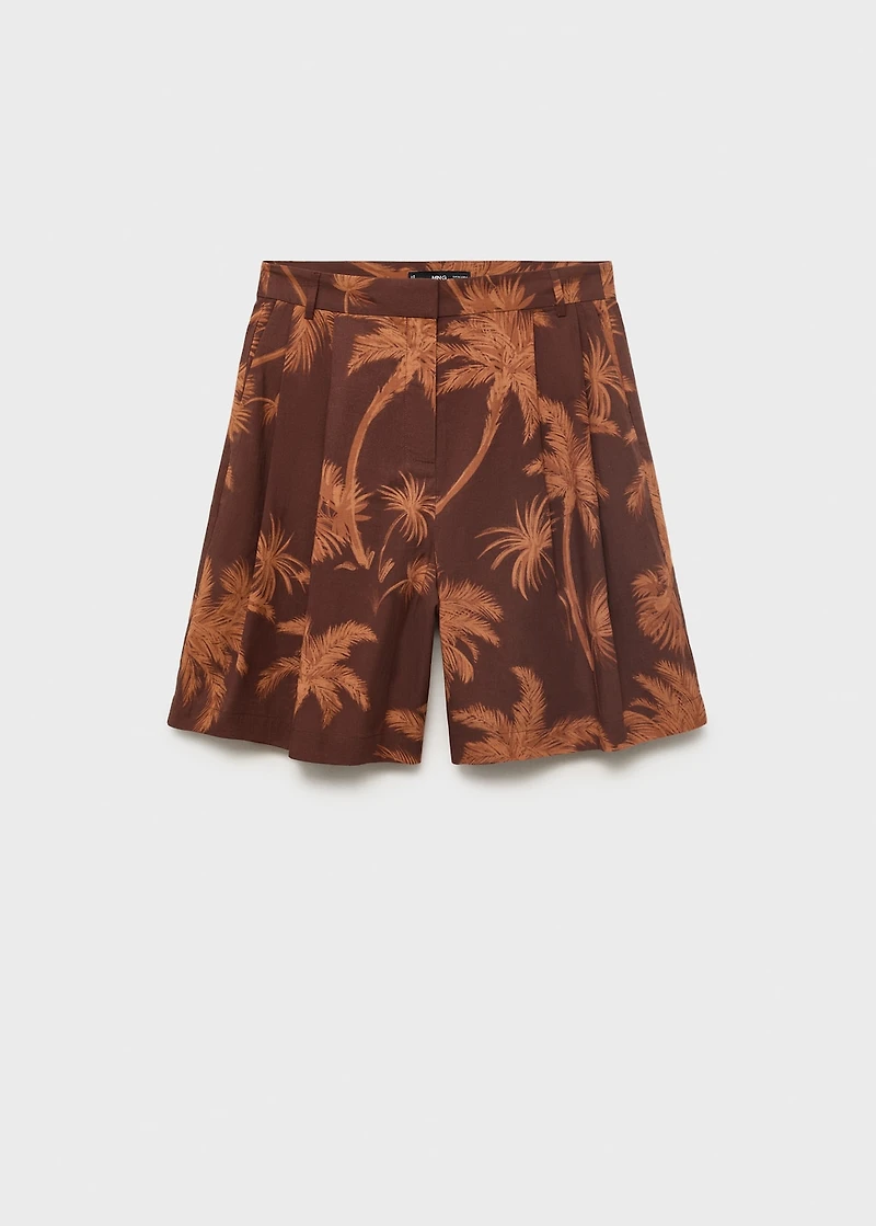 Cotton bermuda shorts with palm-tree print