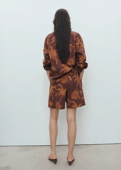 Cotton bermuda shorts with palm-tree print
