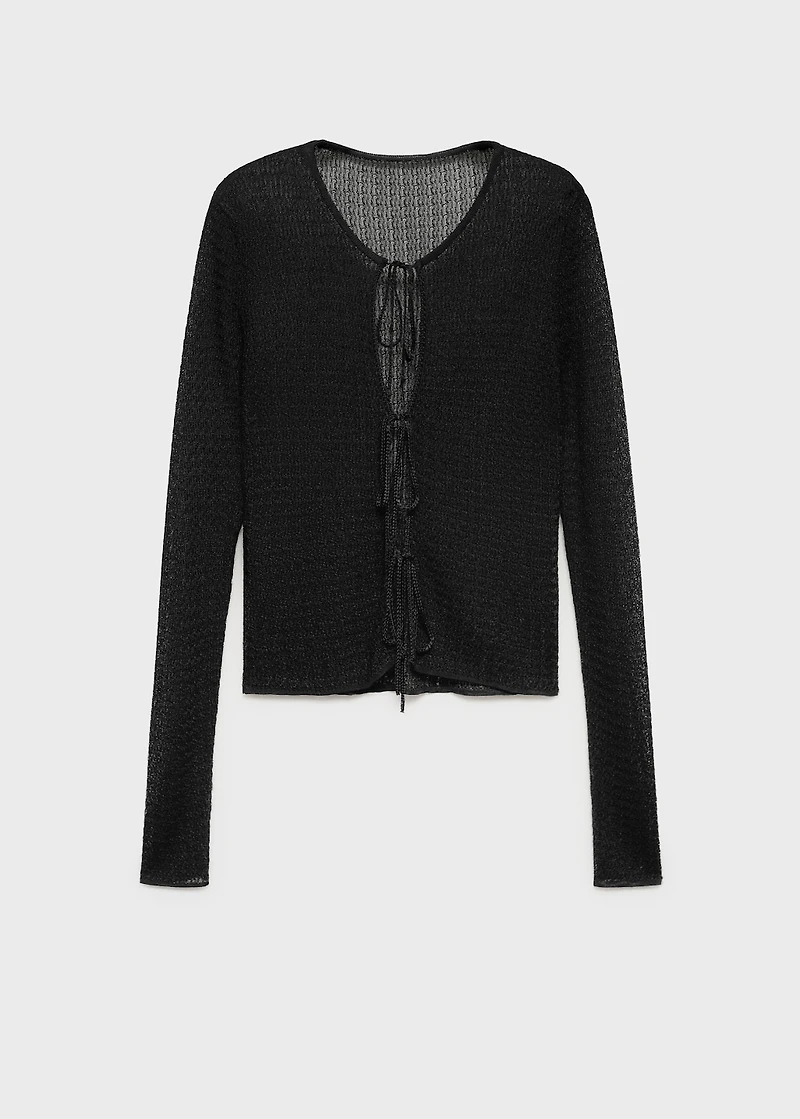Knitted cardigan with ties