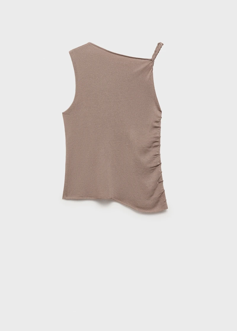 Asymmetrical knitted top with straps
