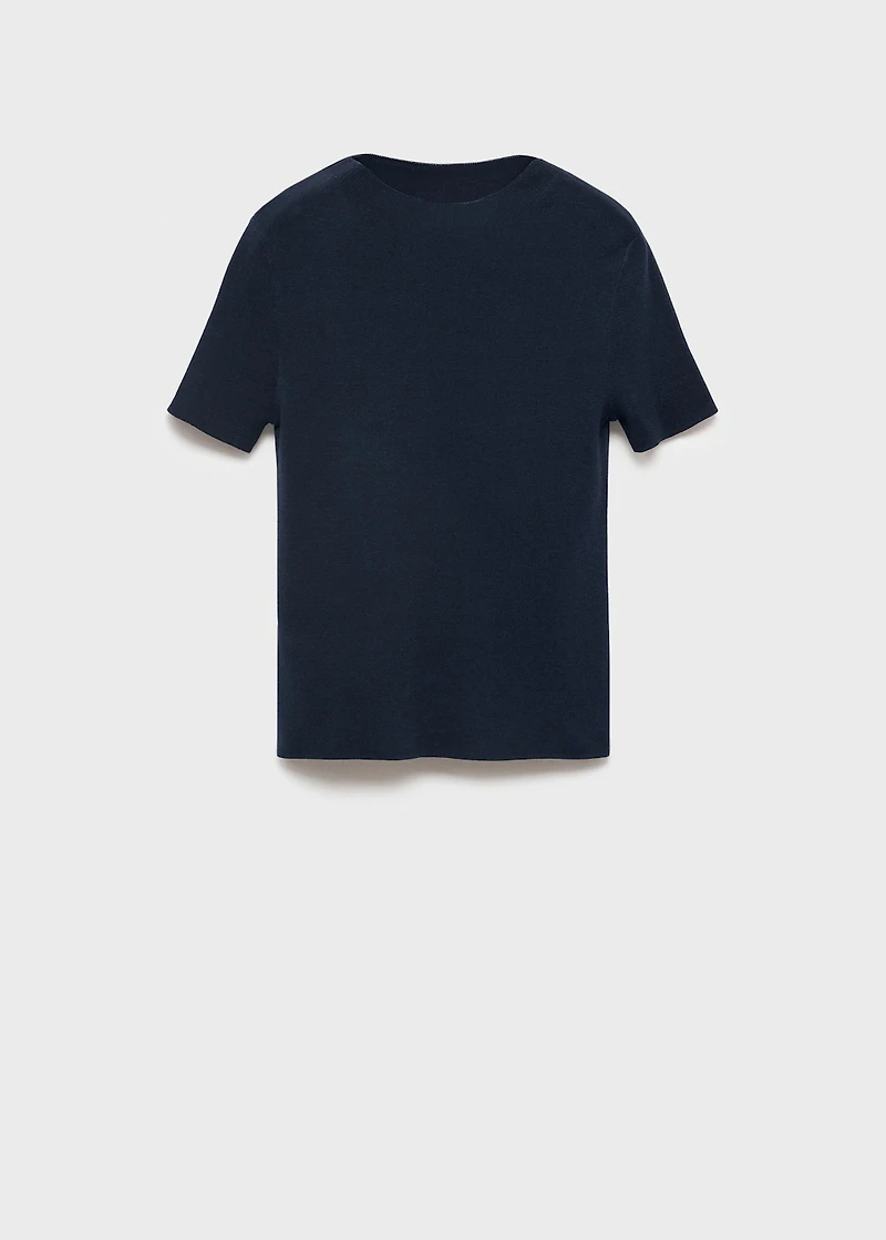 Short-sleeved fine-knit sweater