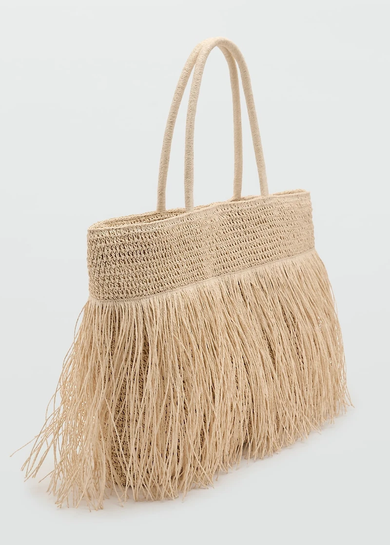 Natural fiber shopper bag with tassels