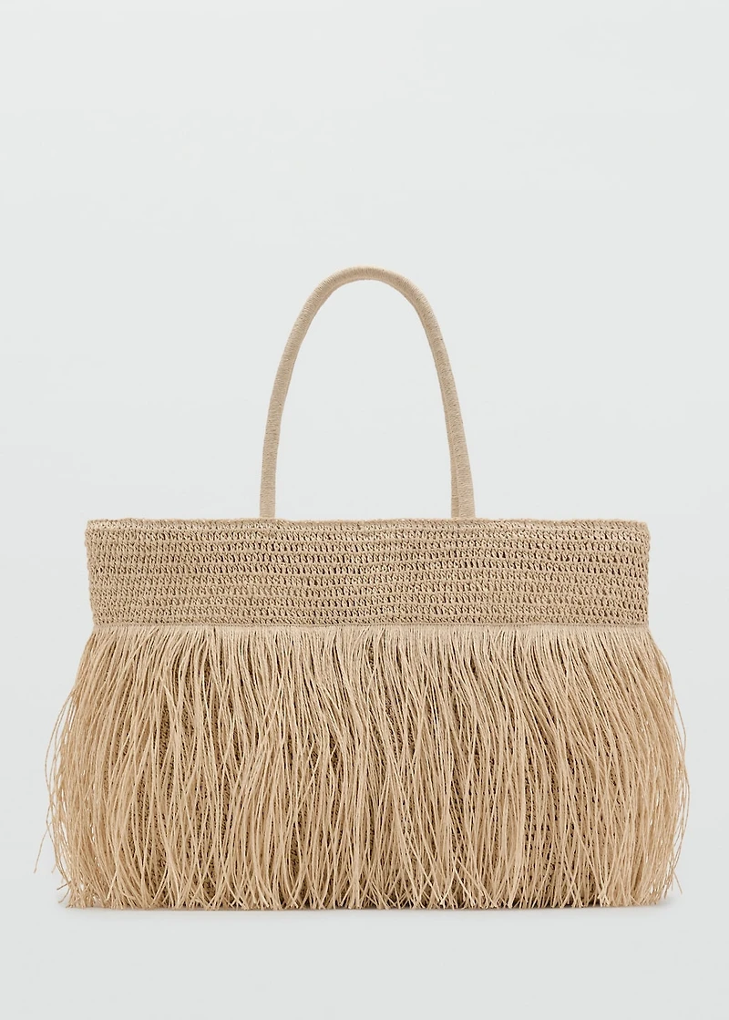 Natural fiber shopper bag with tassels
