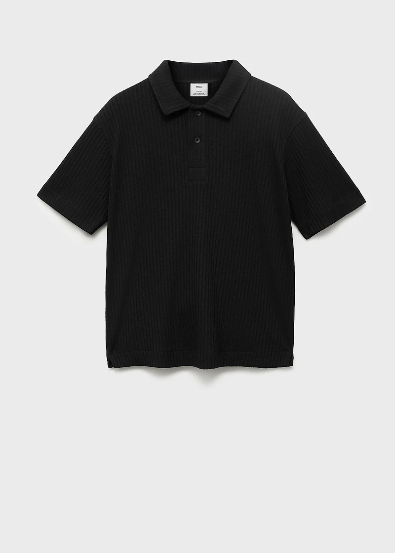 Textured knitted polo shirt