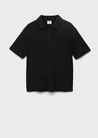 Textured knitted polo shirt